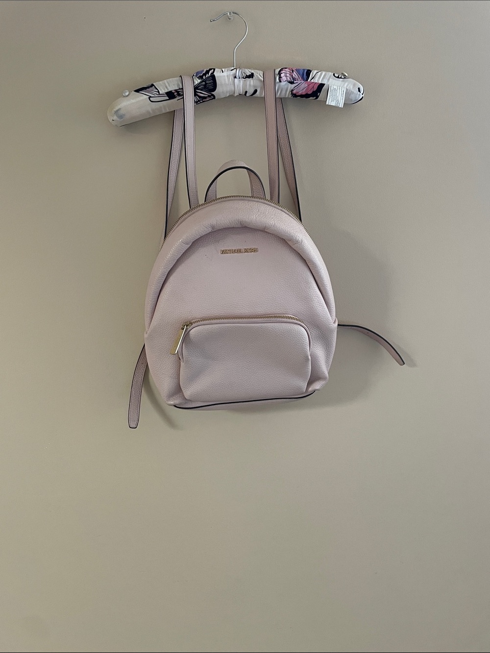 Michael Kors blush pink leather Backpack.
